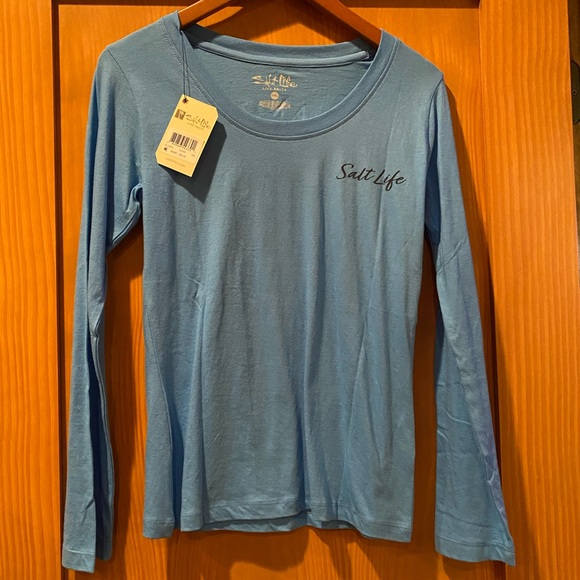 Salt Life Women’s Blue Scoop Neck T-Shirt NWT - Picture 2 of 5